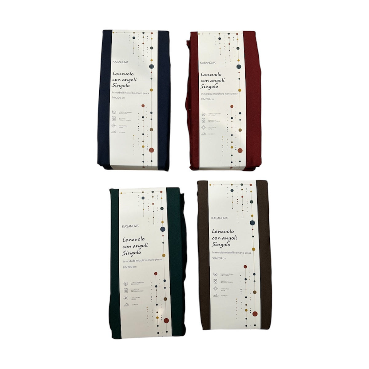 Lenzuolo con angoli una piazza singolo in Microfibra Effetto Mano Pesca, Asciugatura Rapida | Kasanova