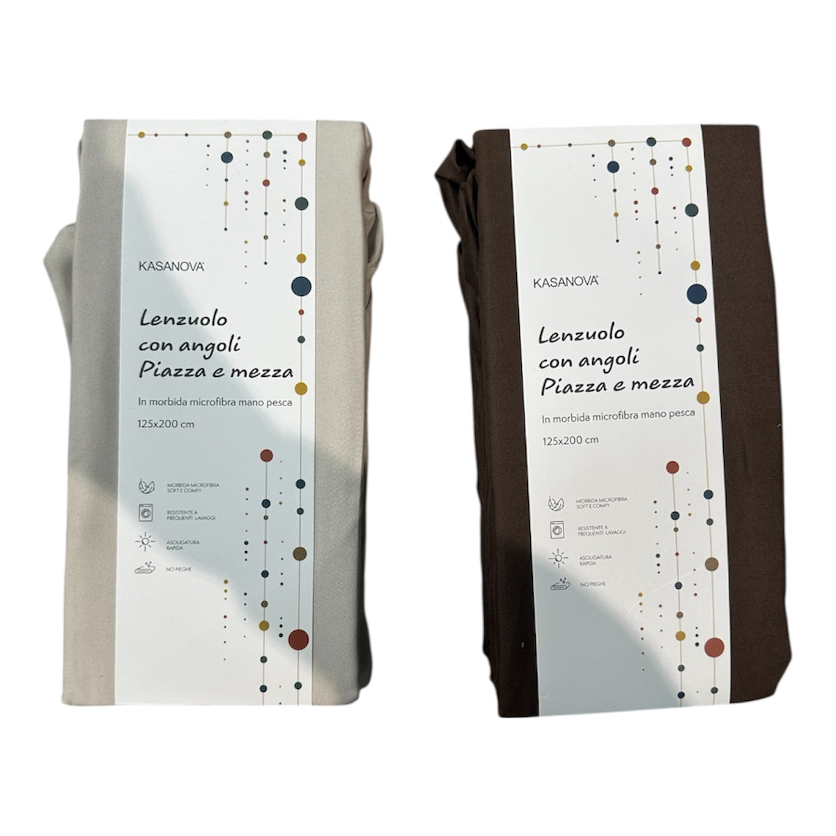 Lenzuolo con angoli piazza e mezza 1/2 in Microfibra Effetto Mano Pesca, Asciugatura Rapida | Kasanova