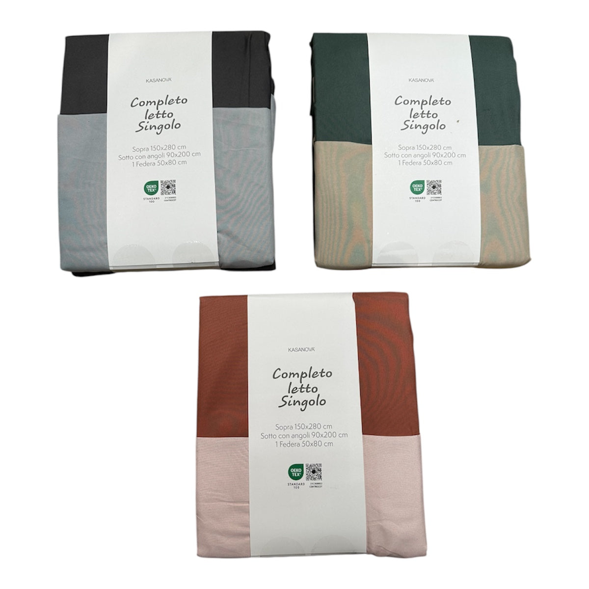 Completo letto singolo una piazza in Microfibra Effetto Mano Pesca, Asciugatura Rapida | Kasanova