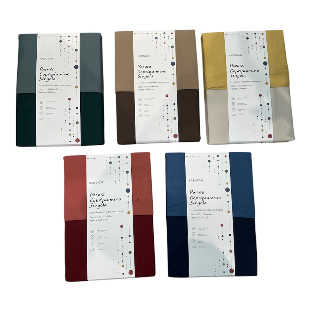 Parure Copripiumino 1 piazza singolo in Microfibra Effetto Mano Pesca, Asciugatura Rapida | Kasanova