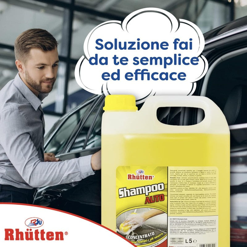 Rhütten Shampoo Auto Concentrato Giallo 5 L per Lavaggio Carrozzeria