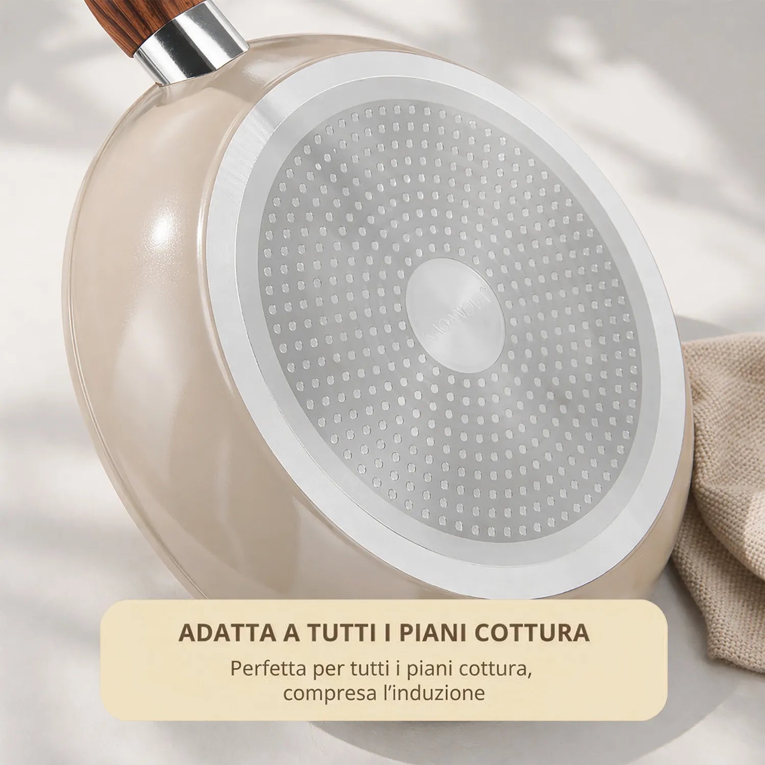 Padella 26 cm antiaderente in ceramica taupe linea new ceramic Kasanova