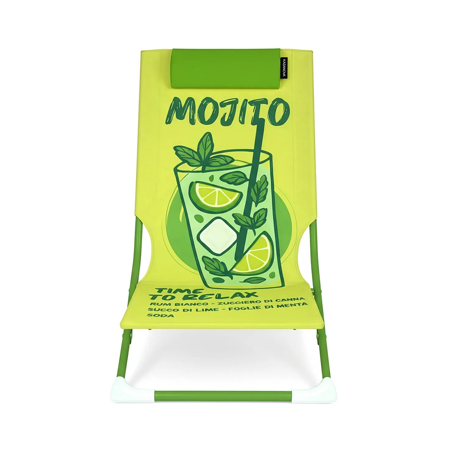 Spiaggina Pieghevole Kasanova Mojito con Poggiatesta, Sedia da Mare e Campeggio | 47x75x35 cm