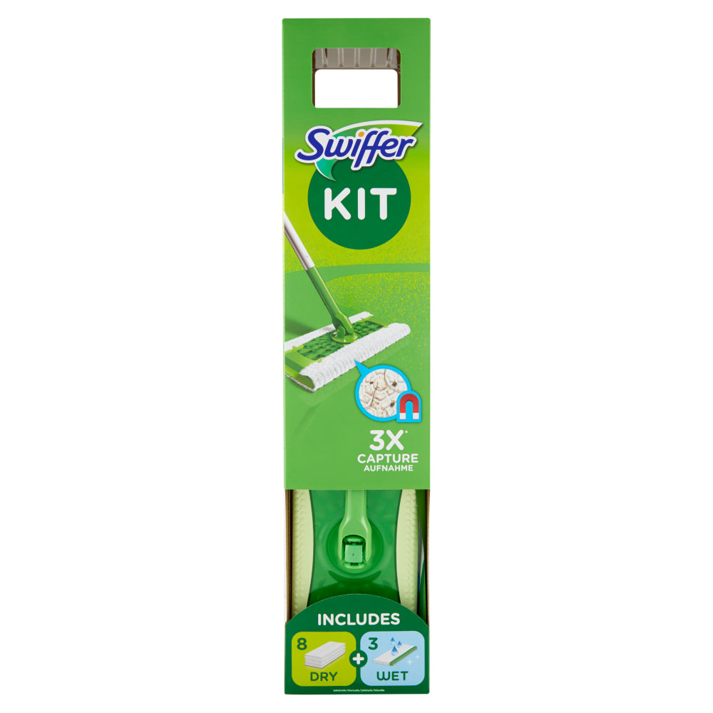 Scopa swiffer kit completo con 8 panni dry e 3 wet Swiffer