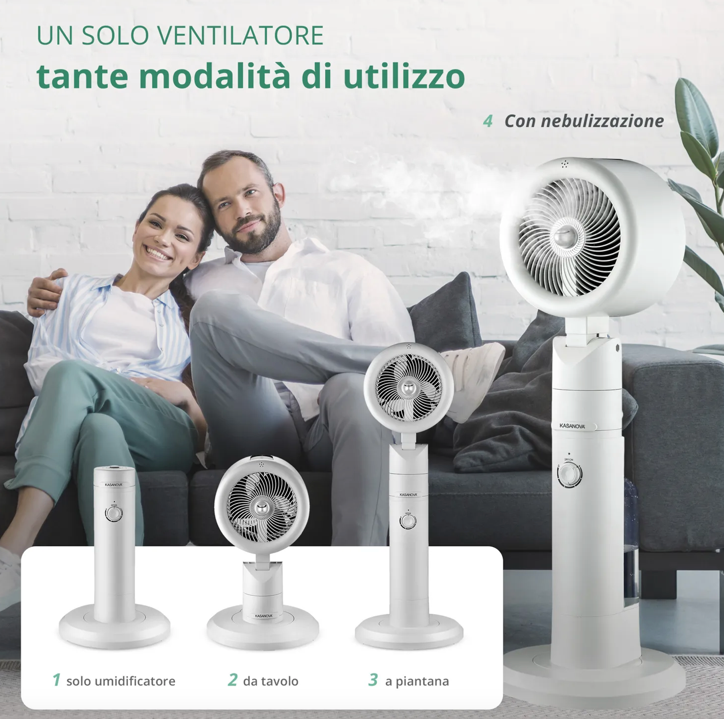 Ventilatore 3 in 1 con umidificatore Kasanova