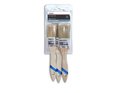 Kit pennelli per prodotti ad acqua misure 30-40-50mm in legno Nespoli