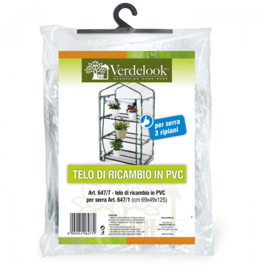 Telo di ricambio serra 3 ripiani 69x49 - H. 125/130 cm. Verdelook