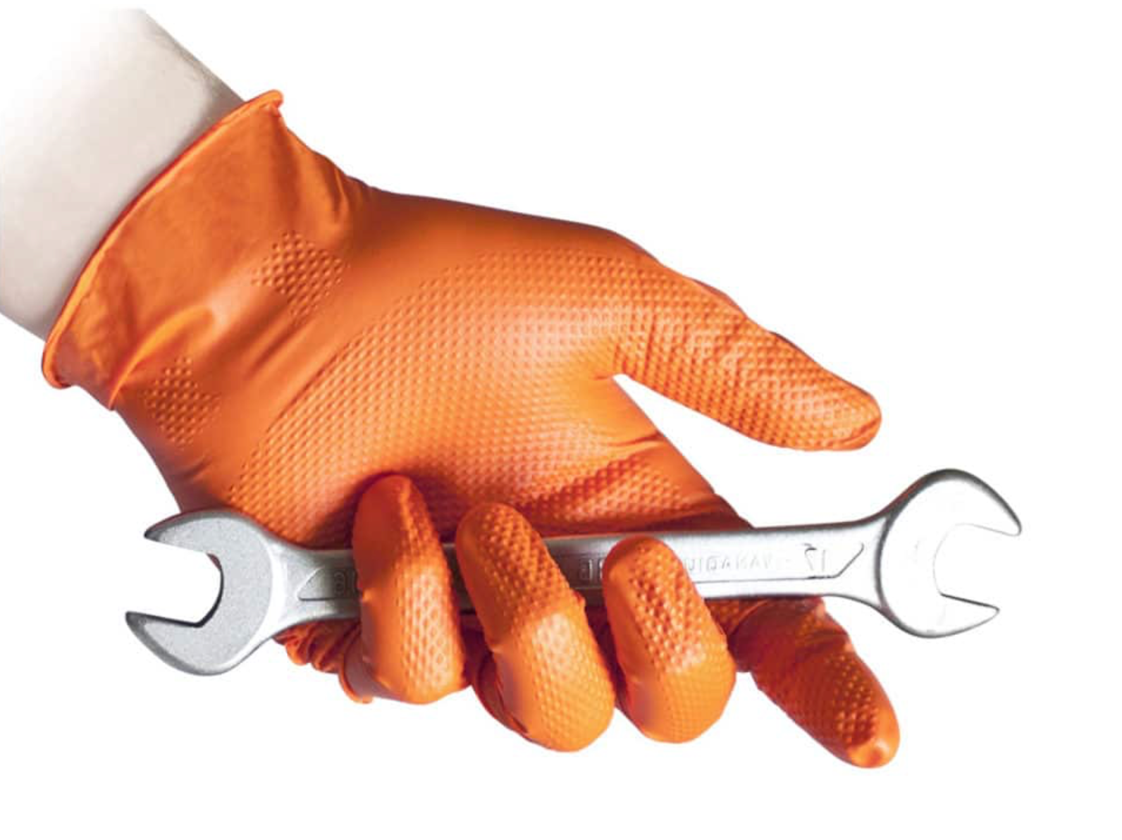 Set 50 guanti in nitrile, senza polvere, color arancione, ultra resistente Reflexx