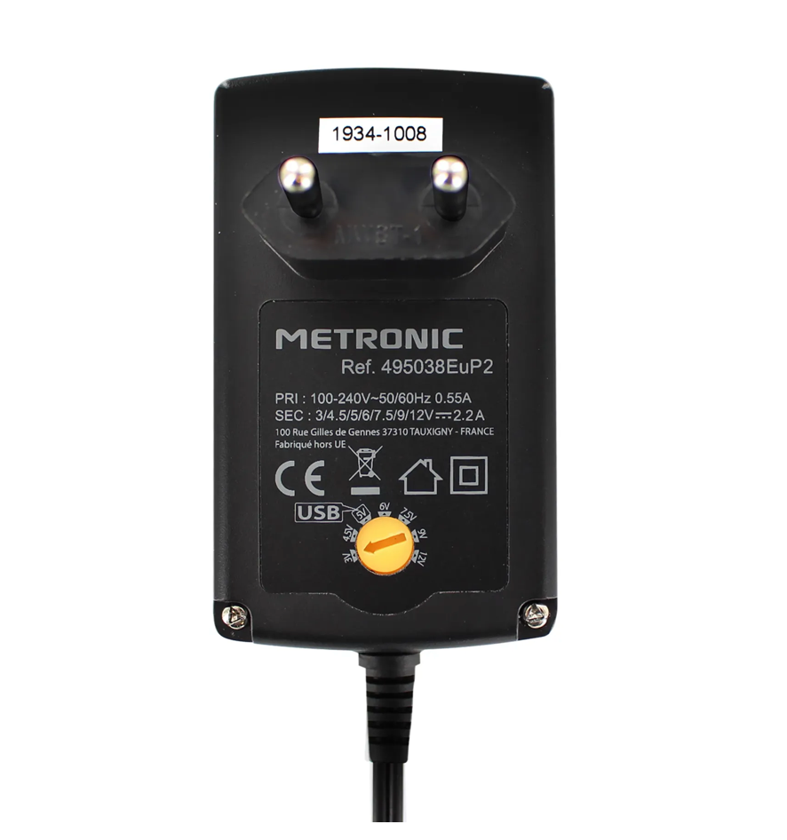 Alimentatore universale multi-tensione 2200 mA con porta USB Metronic