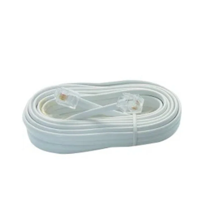 Cavo telefonico piatto RJ11 maschio / maschio standard US 5 metri bianco