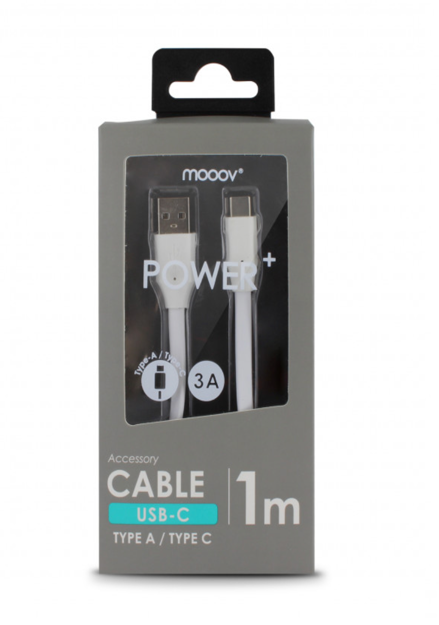 Cavo piatto USB-C a USB-A 2.0 1 metro bianco Metronic