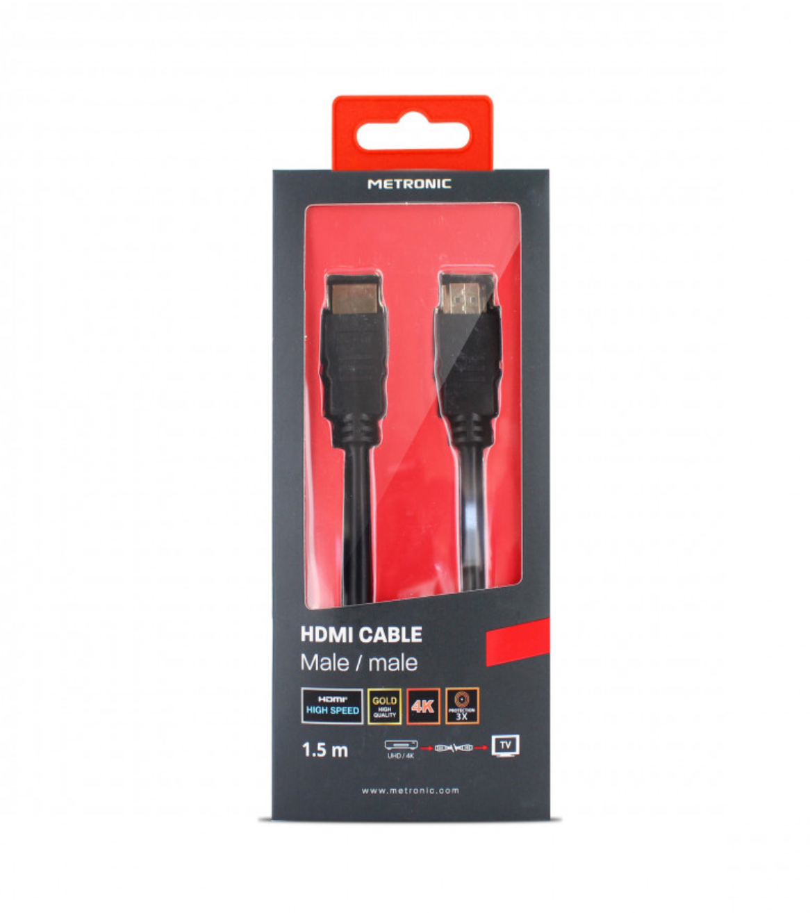Cavo HDMI High Speed con Ethernet maschio / maschio supporti 3D e 4K 1,5 metri nero Metronic