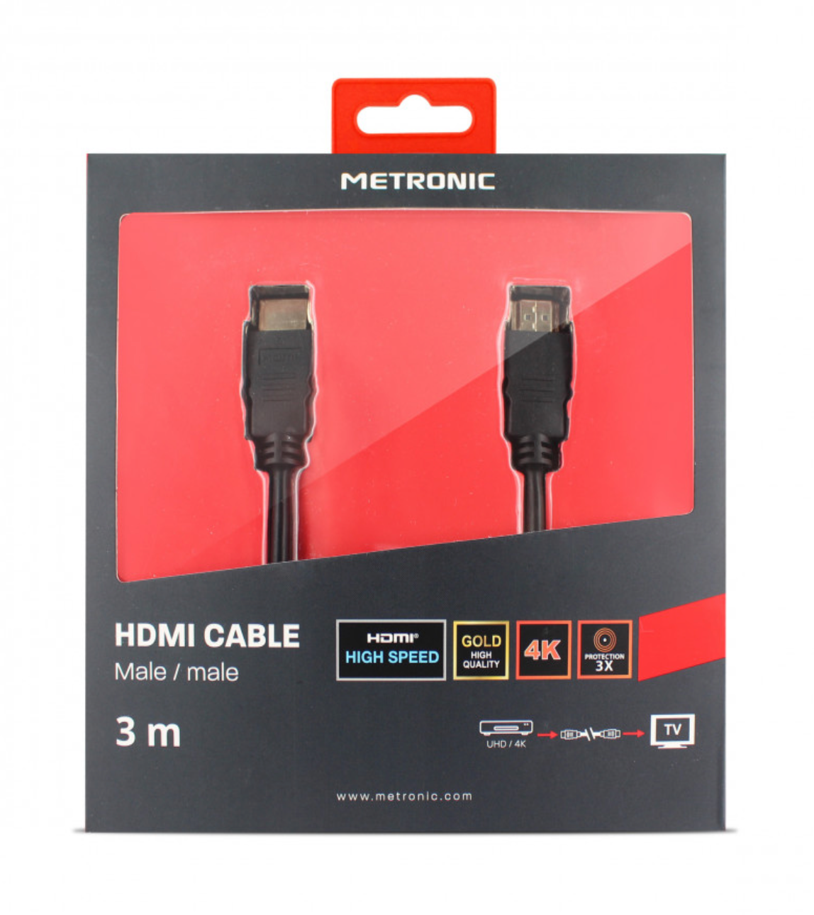 Cavo HDMI High Speed con Ethernet maschio / maschio alta qualità supporti 3D e 4K 3 metri nero Metronic