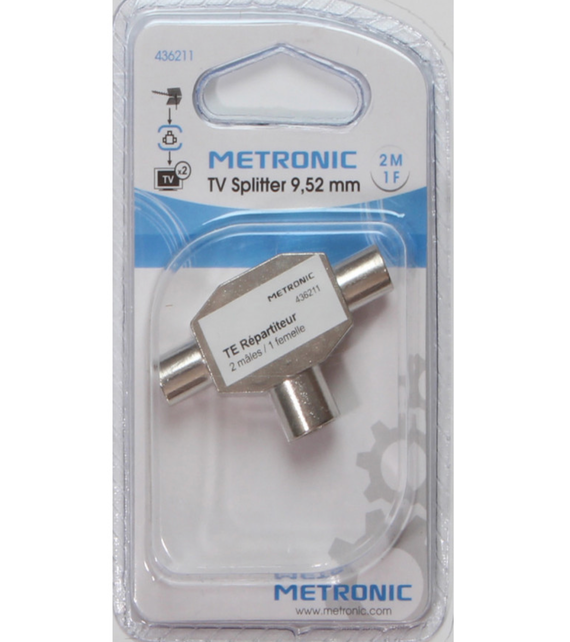 Partitore a T 2 uscite 9,52 mm maschio/femmina Metronic