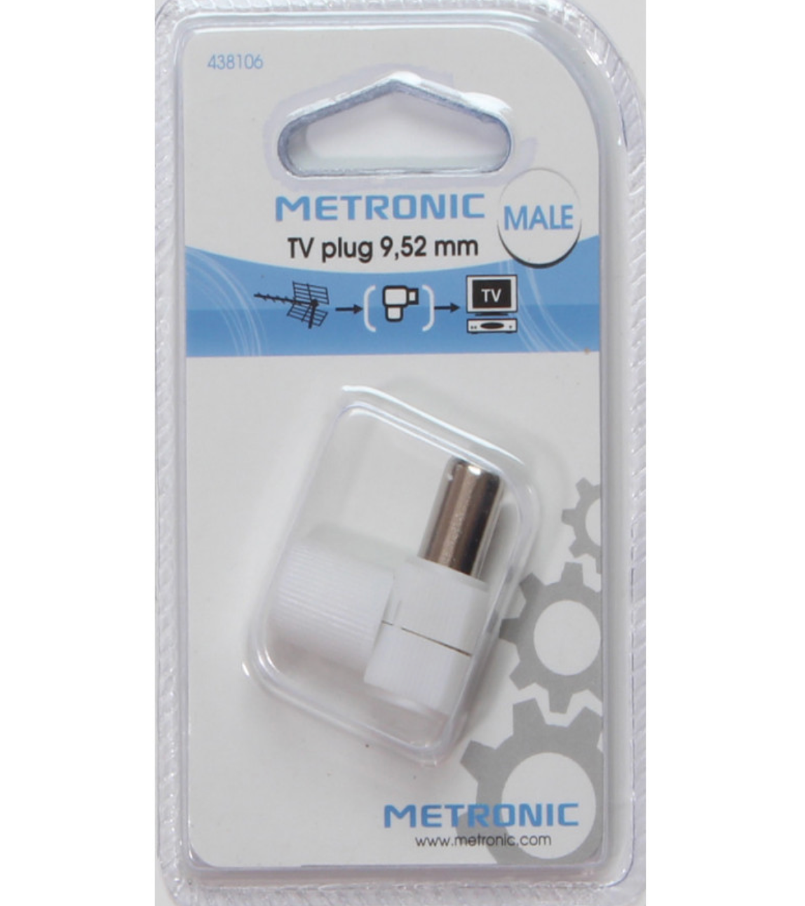 Spina antenna TV maschio a gomito 9,52 mm Metronic