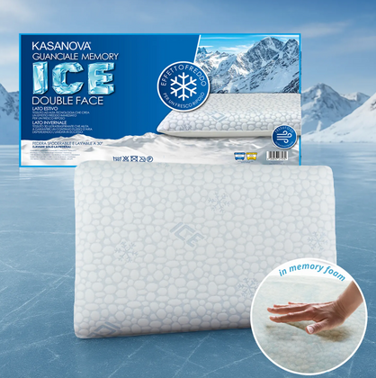 Guanciale in memory foam con tecnologia rinfrescante Ice 42x72x12 cm Kasanova