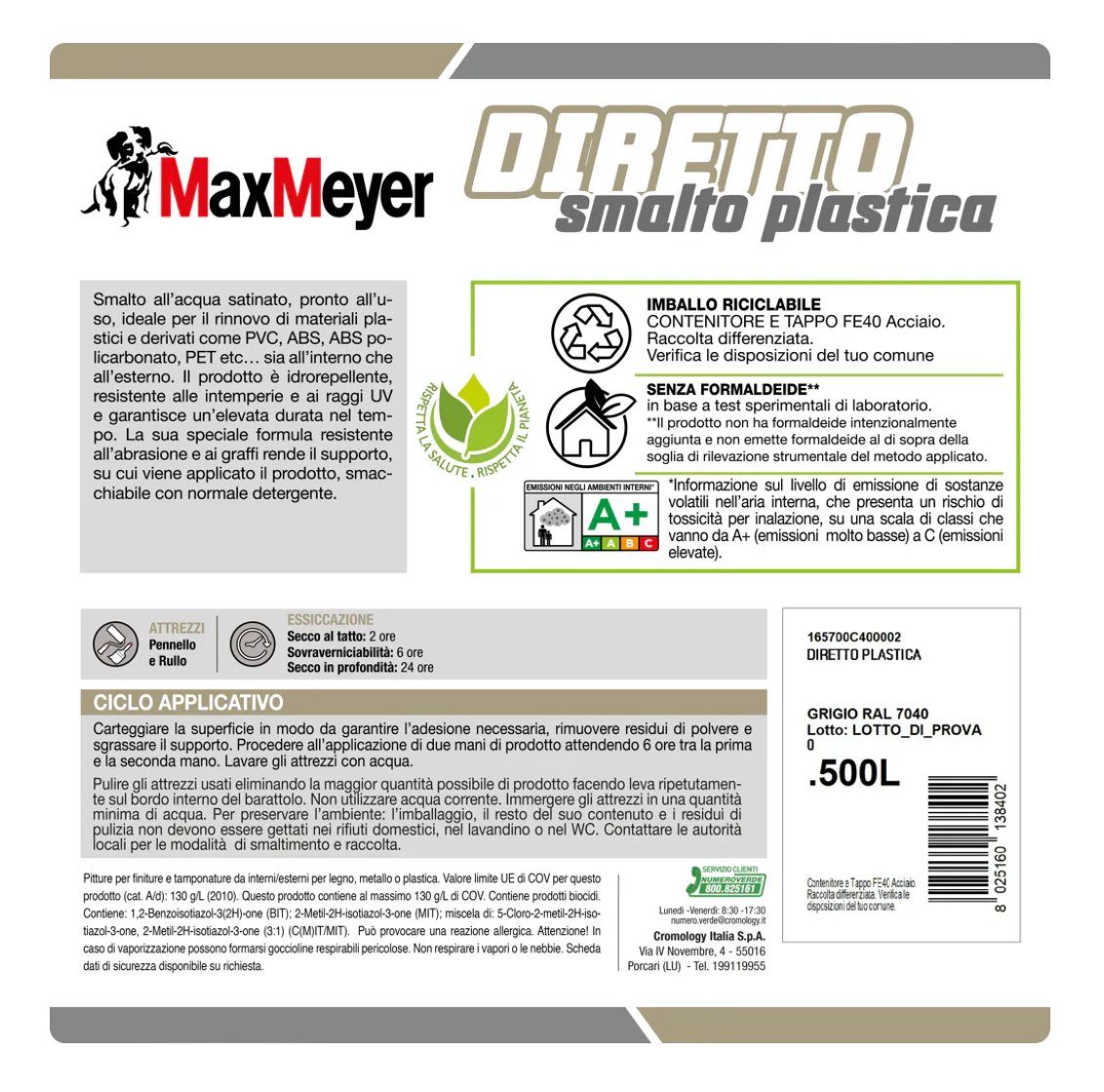 Smalto per plastica Diretto R7040 Grigio 0,5L Max Meyer