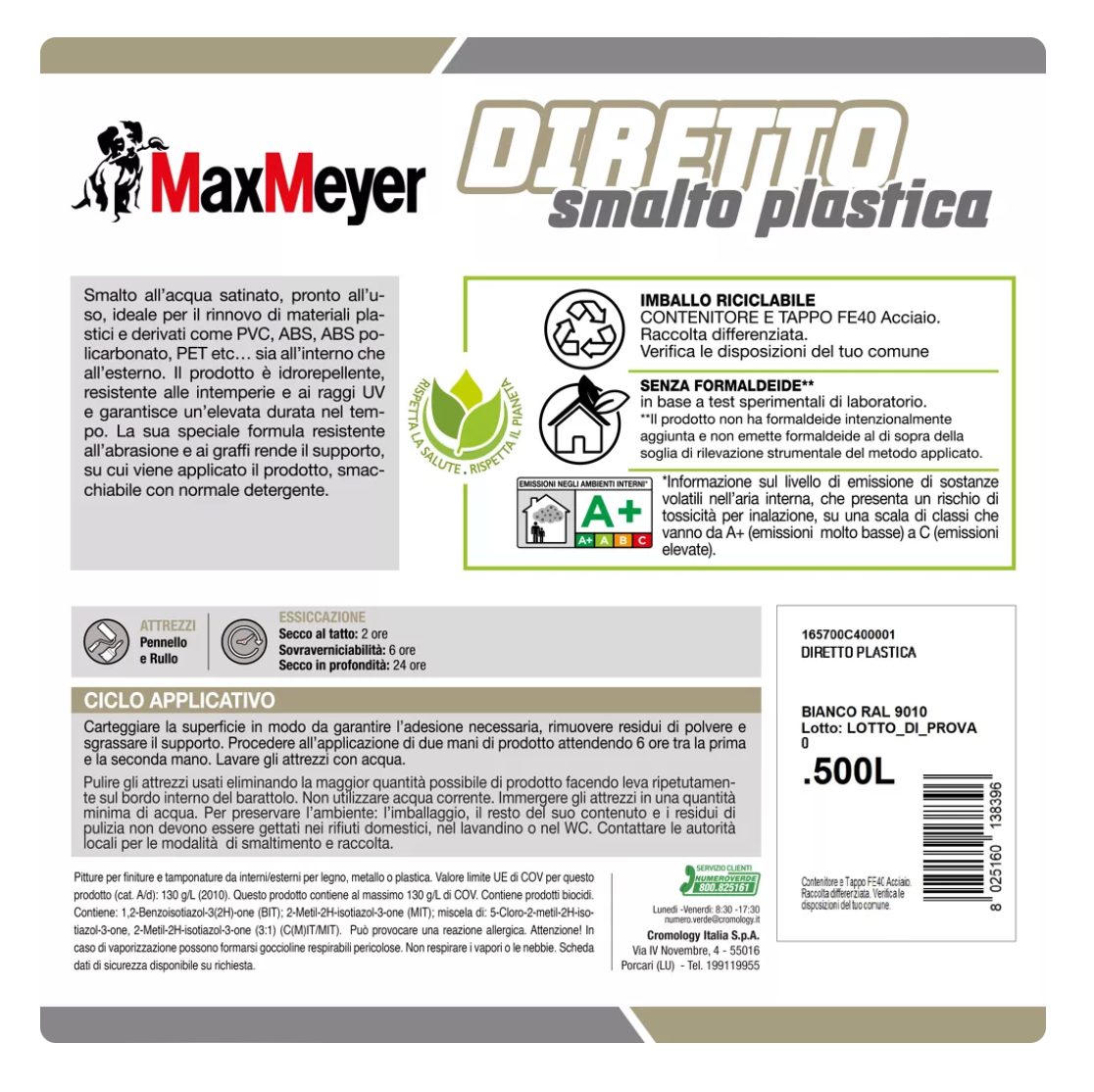 Smalto per plastica Diretto R9010 Bianco 0,5L Max Meyer