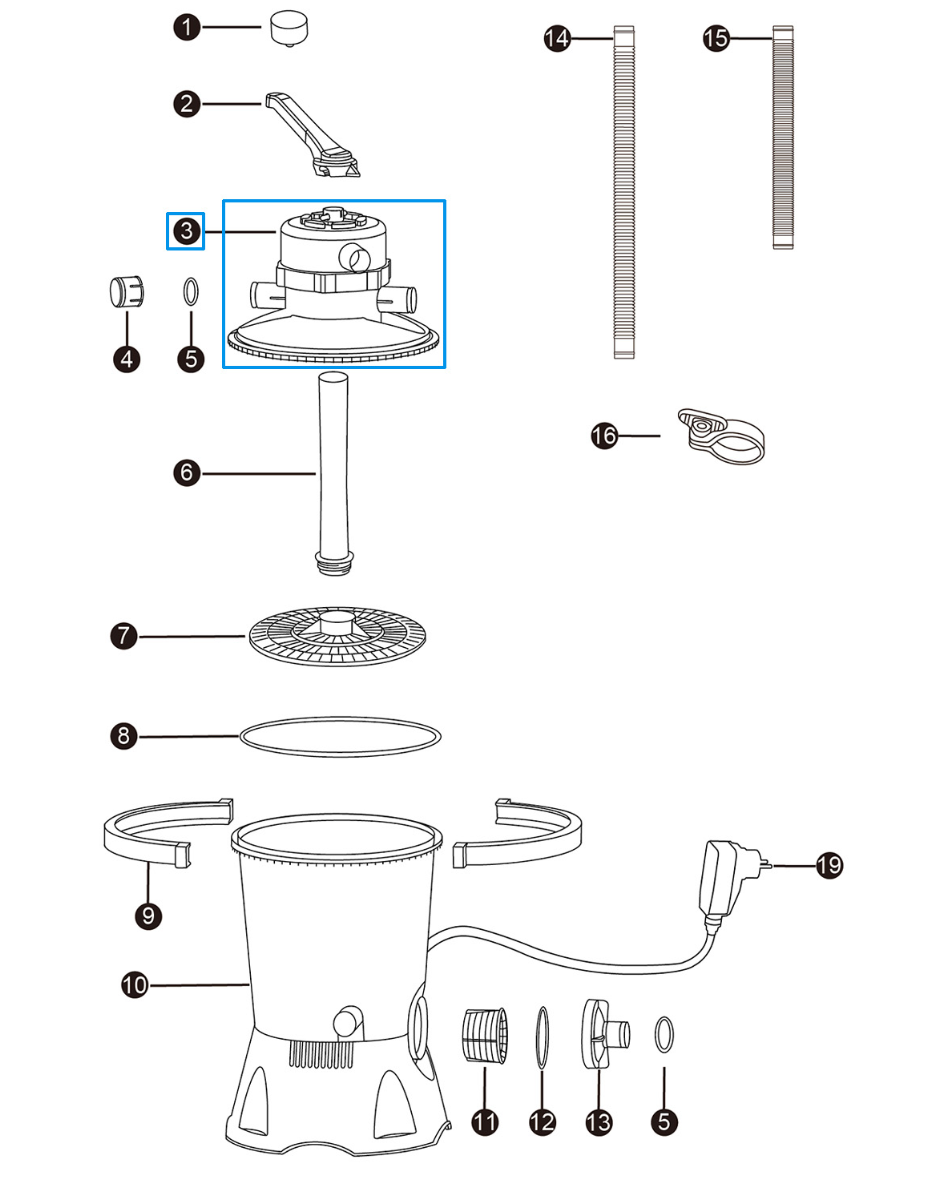 Valvola selettrice 6 vie per filtro a sabbia 3028-3596 L/h Bestway