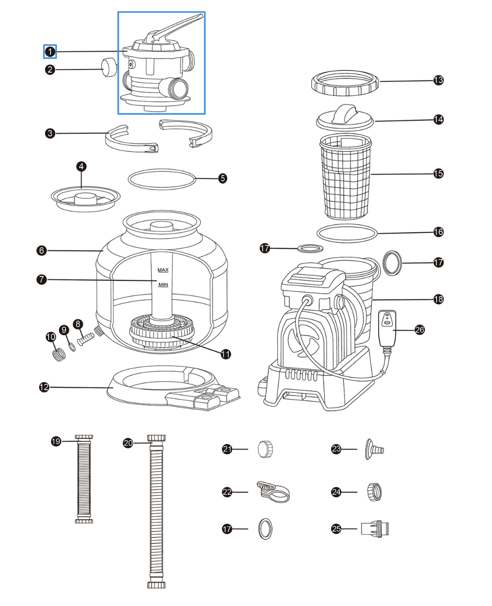 Valvola selettrice 6 vie per filtro a sabbia 11.355 L/h Bestway