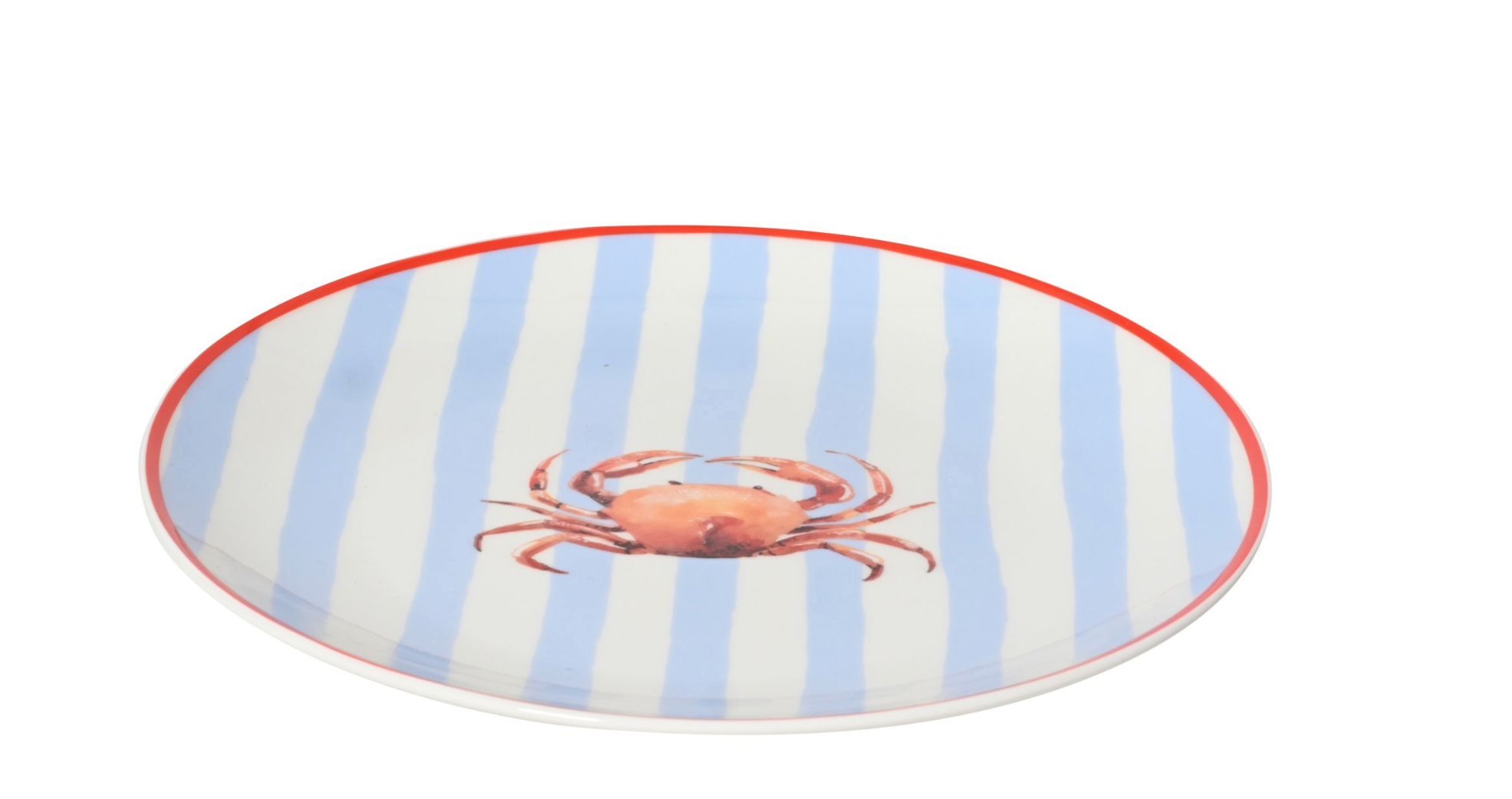 Piattino piano per antipasto e frutta in porcellana diametro 19 cm decoro granchio Kaemingk
