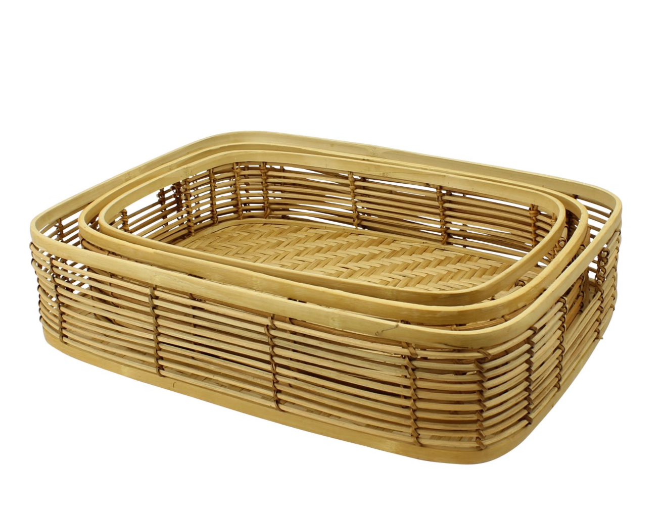 Set 3 vassoi rettangolari in bamboo naturale Kaemingk