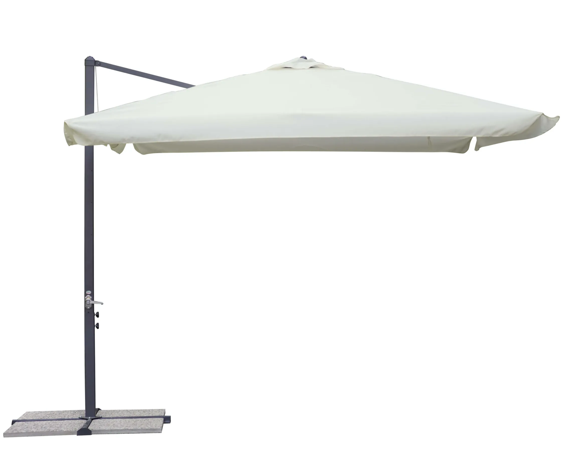Ombrellone da giardino 3x3 mt con palo laterale struttura antracite e telo ecru Kaemingk