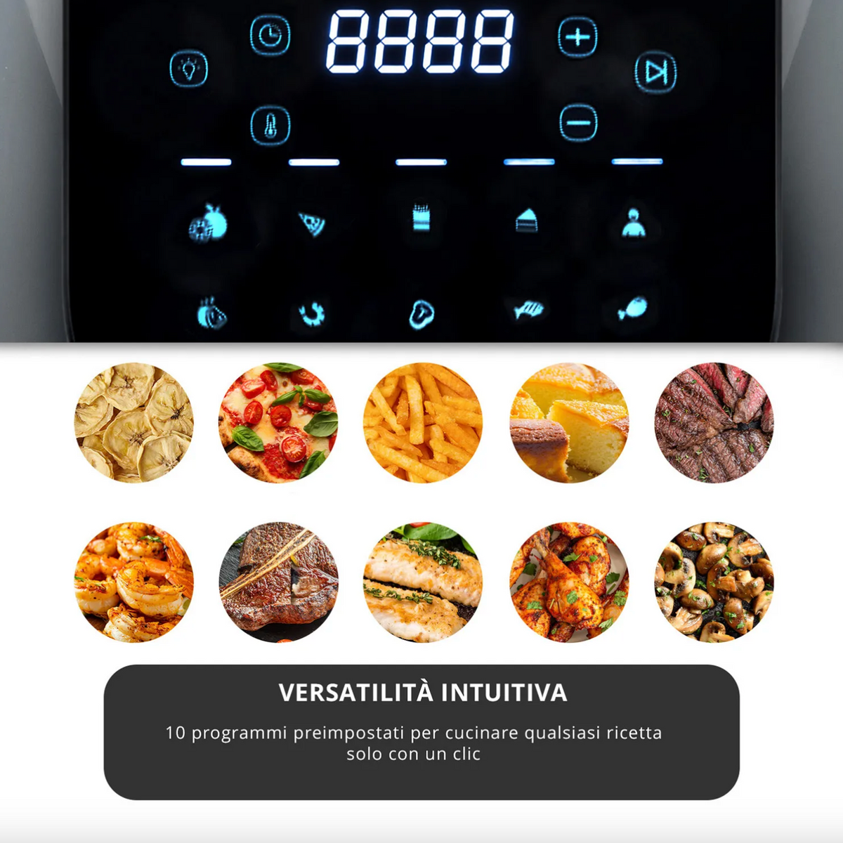 Friggitrice ad aria digitale 5,5 L con essiccatore 1500 W grigio Kasanova