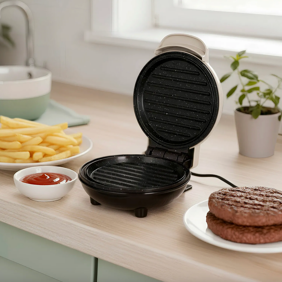 Mini piastra grill 12 cm 350 W tortora Kasanova