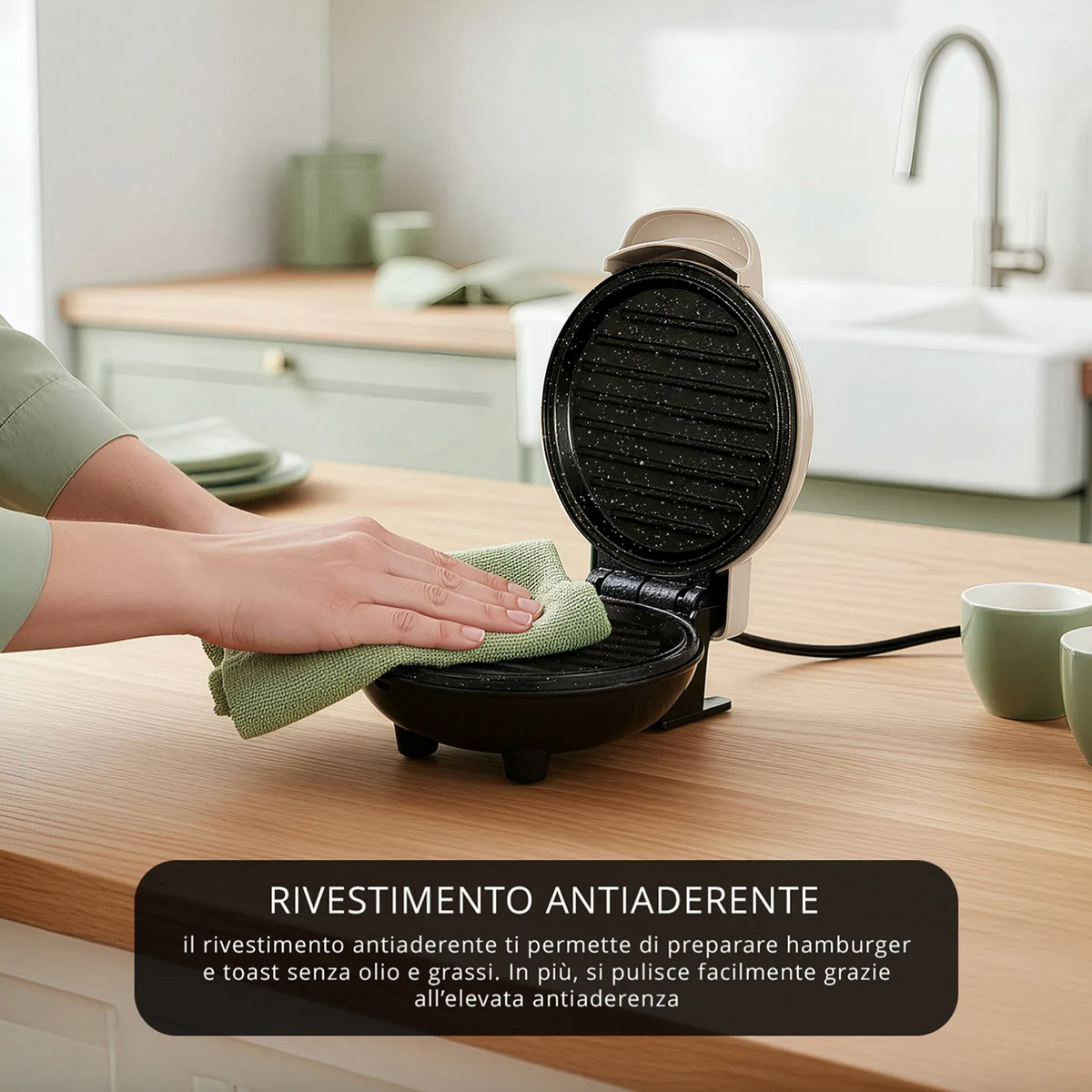 Mini piastra grill 12 cm 350 W tortora Kasanova