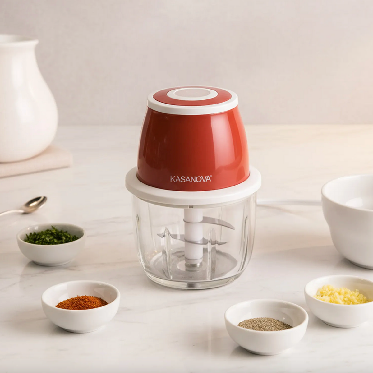 Tritatutto elettrico senza fili 300 ml 30 W rosso Kasanova