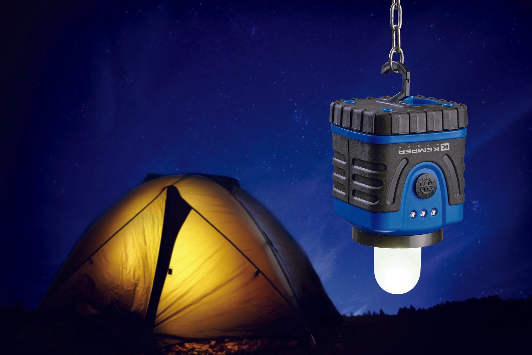 Lampada LED da Campeggio Kemper IP54 Professionale 250 Lumen, Lanterna Antiurto con LED Samsung e Luce SOS | Kemper