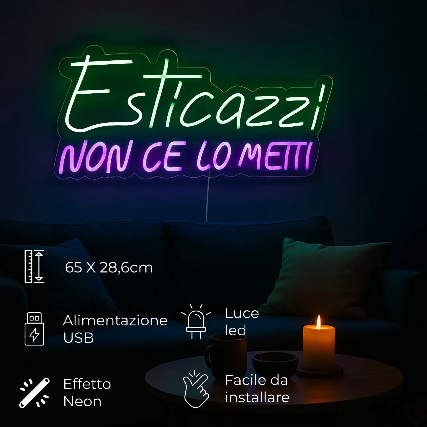 Insegna Luminosa a LED Esticazzi da Appendere Decorazione Ironica e Goliardica | Kasanova
