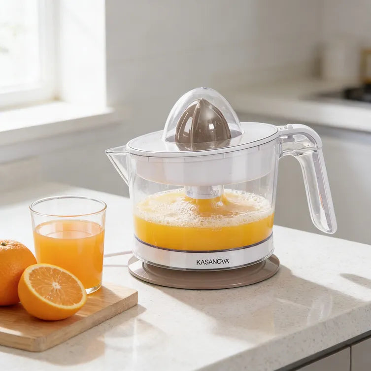 Spremiagrumi Elettrico Kasanova 800 ml Tortora, Caraffa Graduata 40W con Filtro Semi e Sistema Antigoccia | Kasanova