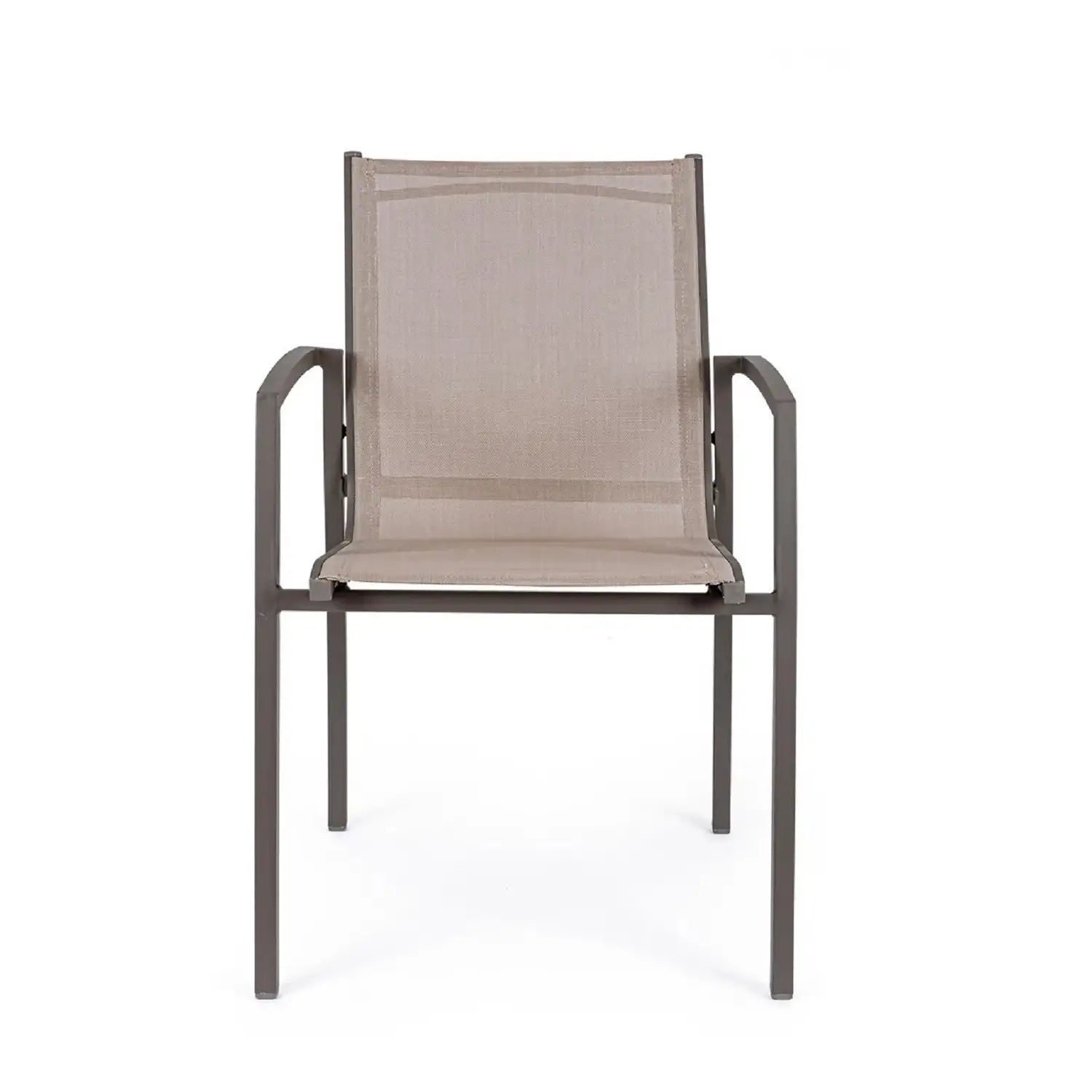 Sedia da Giardino Bizzotto Yes Hilla con Braccioli Coffee, Struttura in Alluminio Impilabile | 56,5x61x87 cm