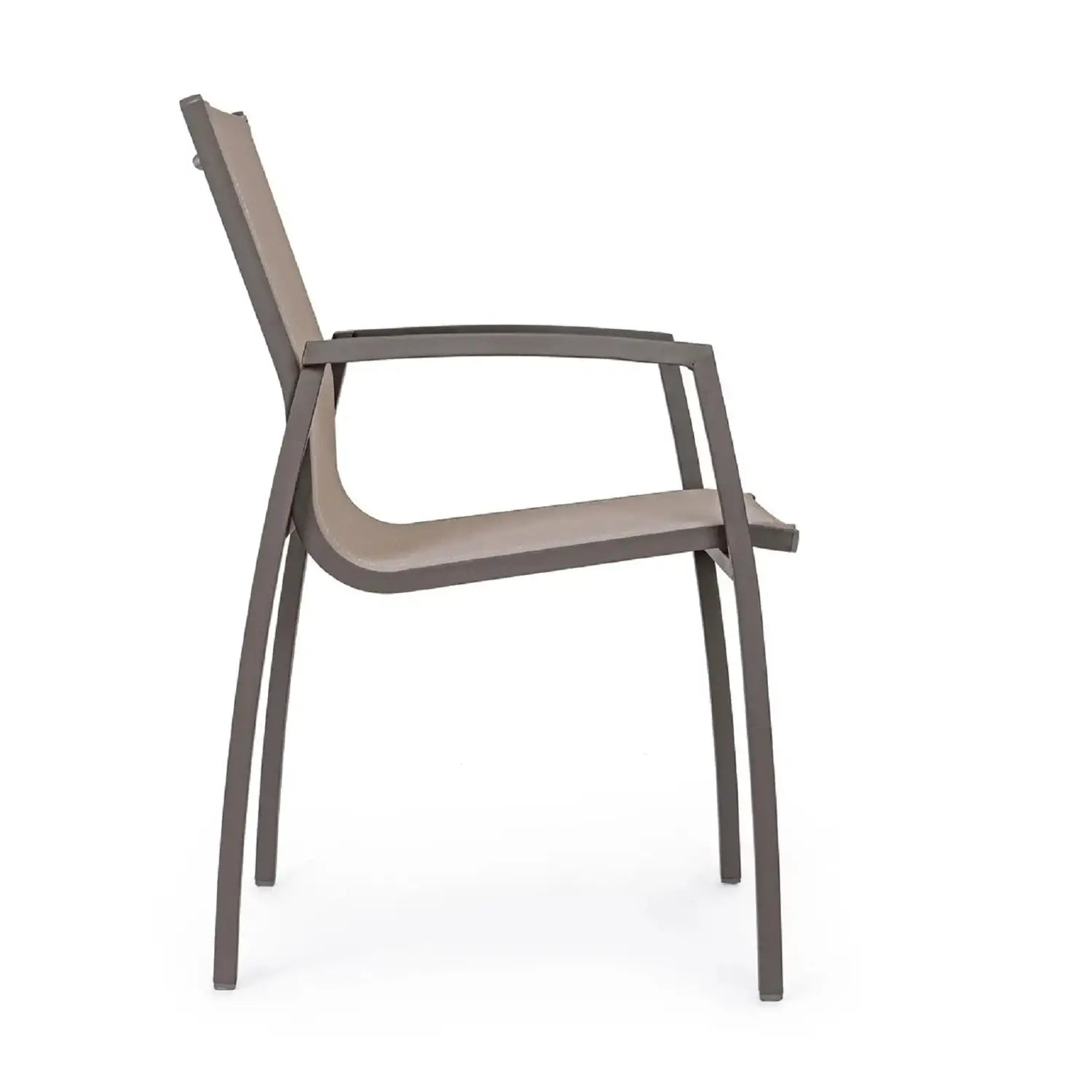 Sedia da Giardino Bizzotto Yes Hilla con Braccioli Coffee, Struttura in Alluminio Impilabile | 56,5x61x87 cm