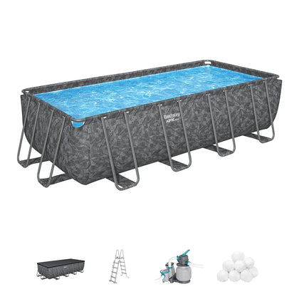 Piscina Fuori Terra Bestway Power Steel 549x274x132 cm con Pompa a Sabbia, Set Completo Rettangolare | Bestway