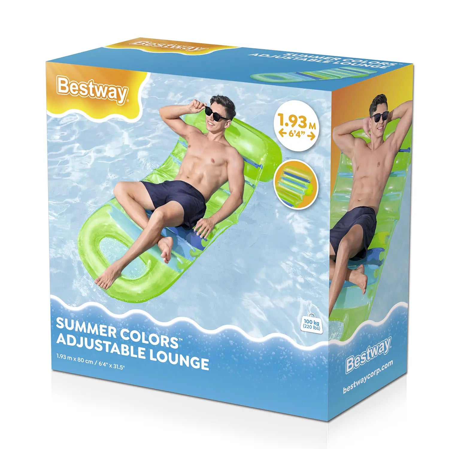 Materassino Gonfiabile Bestway Summer Colors Lounge 193x80 cm, Poltrona Galleggiante con Schienale | Bestway