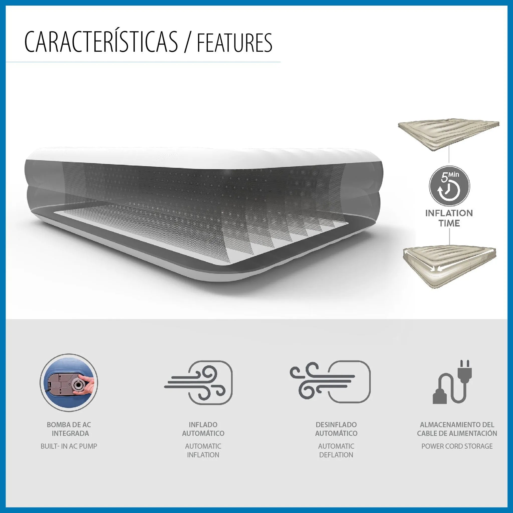 AIRBED TRITECH 191X97X51H C/POMPA ELETTRICA+ SACCA