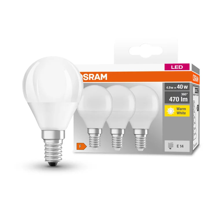 Lampada LED Sfera E14 4.9W (40W) luce calda Osram