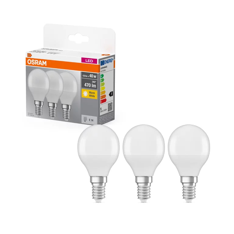 Lampada LED Sfera E14 4.9W (40W) luce calda Osram