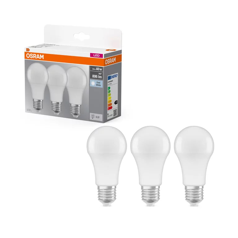Lampadine LED Classic A E27 60W luce calda 3 pezzi Osram