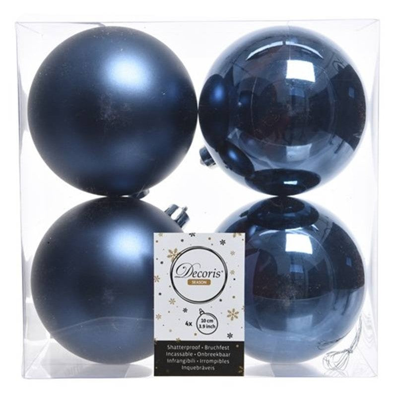 Palline di natale set 4 pezzi blu diametro 10cm Kaemingk