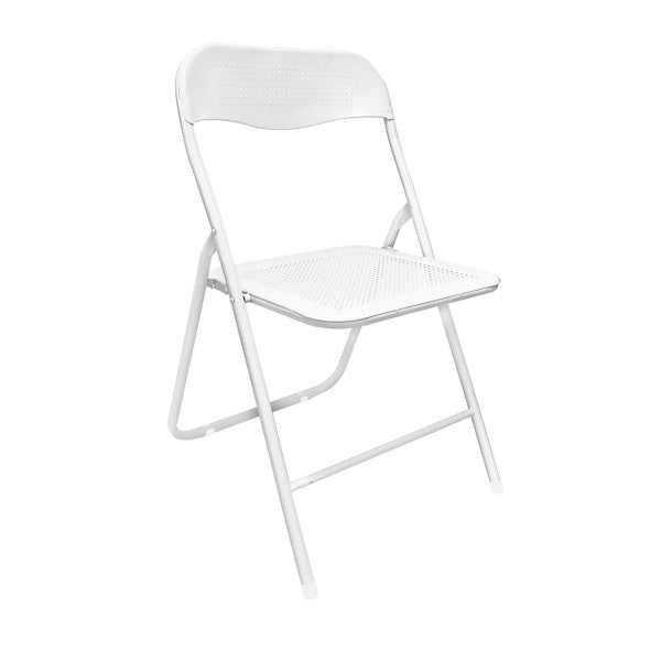 Sedia Pieghevole in Metallo Slimmy, Seduta e Schienale a Maglia Perforata | Portata 120 kg