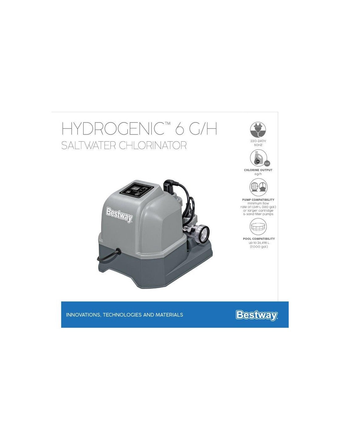Clorinatore a Sale Bestway Flowclear per Piscine Fuori Terra, Sistema di Elettrolisi Salina | Bestway 58330