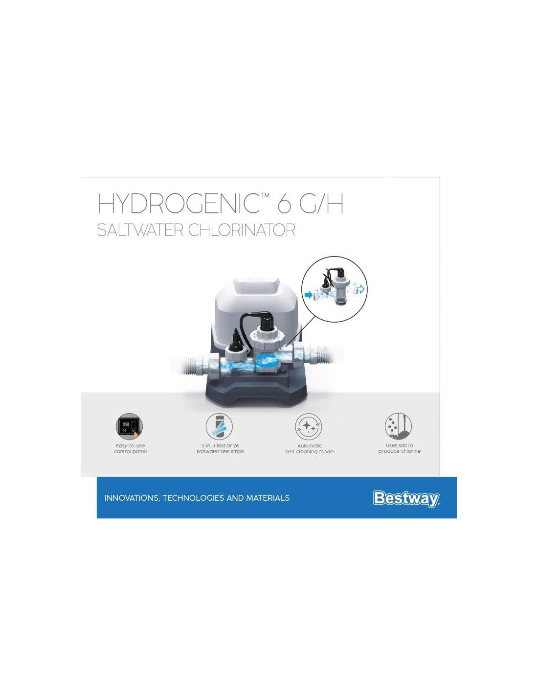 Clorinatore a Sale Bestway Flowclear per Piscine Fuori Terra, Sistema di Elettrolisi Salina | Bestway 58330