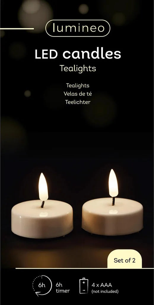Set 2 Tealight LED Candele Elettriche H.5,5cm D.6cm Colore Bianco con Luce Bianco Caldo Warm White | Kaemingk