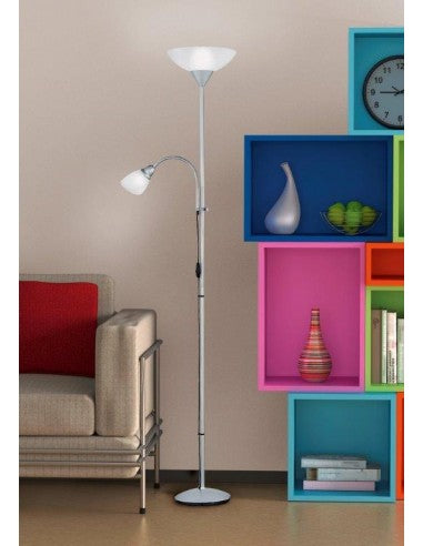 Lampada da Terra Eglo Erzwo 180 cm, Piantana Moderna 2 Luci con Braccio da Lettura Orientabile | Eglo