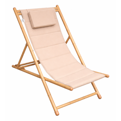 Sedia sdraio richiudibile in alluminio effetto bambù/legno color sabbia H98 cm Kaemingk