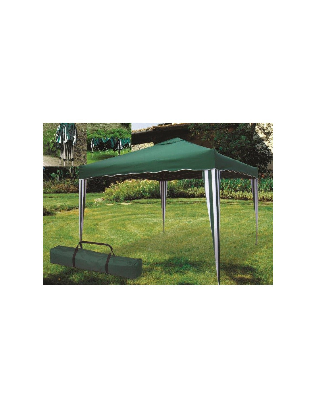 Gazebo pieghevole 3x3 metri verde con struttura in alluminio Verdelook